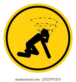 Mann schwindelig Erstickung Gefahr Symbol-Zeichen, Vektorgrafik, isolieren auf weißem Hintergrund Label.EPS10