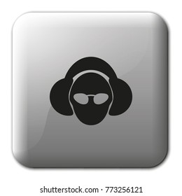 Man dj in headphone flat vector icon.