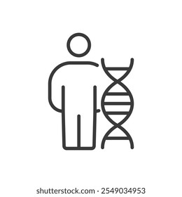 Man DNA, Ikone im Liniendesign. Mann, DNA, Genetik, Helix, Chromosom, molekular, Wissenschaft auf weißem Hintergrund Vektor. Man DNA editierbares Schlaganfall-Symbol