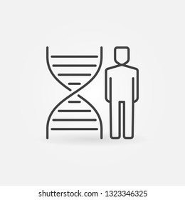 Man with DNA outline vector concept icon or symbol