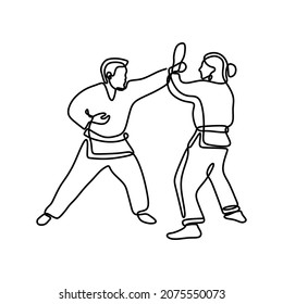 man do martial art movement oneline continuous single mono line art