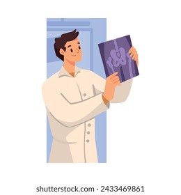 Man Doctor Character as Professional Hospital Worker with X-ray Vector Illustration
