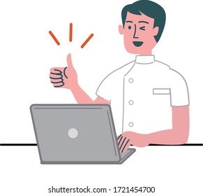 man doctor laptop computer motivated good