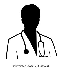 Man Doctor Silhouette. Vector illustration