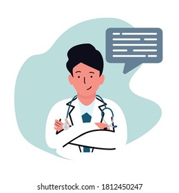 Man doctor with speech bubble