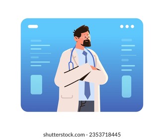 man doctor with stethoscope medical worker in uniform happy labor day celebration concept horizontal