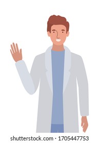 Man doctor with uniform design of Medical care health emergency aid exam clinic and patient theme Vector illustration
