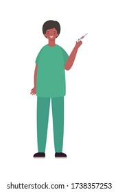 man doctor with uniform and injection design of Medical care health and emergency theme Vector illustration