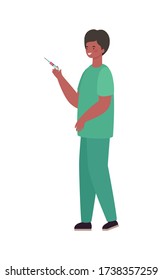 man doctor with uniform and injection design of Medical care health and emergency theme Vector illustration