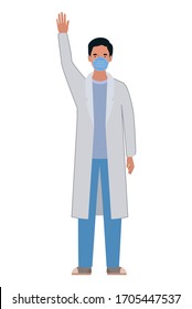 Man doctor with uniform and mask design of Medical care health emergency aid exam clinic and patient theme Vector illustration