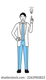A man doctor in white coats coming up with an idea.