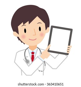 Man doctors have to hand the tablet PC