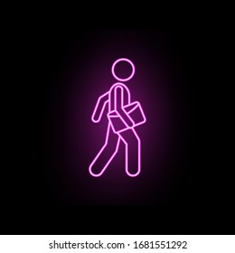 Man with document folder neon icon. Simple thin line, outline vector of male bag and luggage icons for ui and ux, website or mobile application