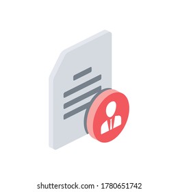 Man document. Vector 3d isometric, color web icons set, new flat style. Creative illustration, idea for infographics.