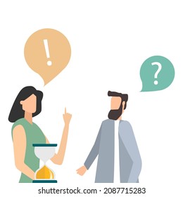 man does not have enough time to work, the concept of boss and subordinate, vector illustration