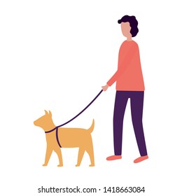 man with dog activities outdoors vector illustration