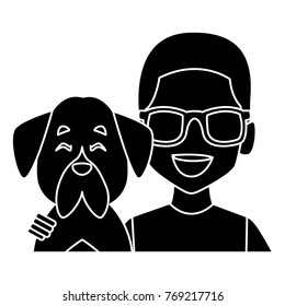 Man with dog cartoon