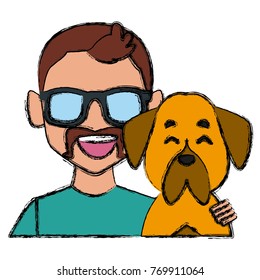 Man with dog cartoon