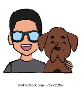 Man with dog cartoon