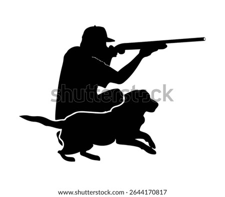 a man with dog duck hunting vector illustration, duck hunting graphic art