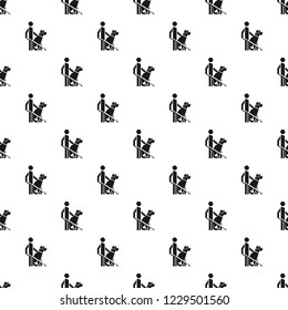 Man dog guide pattern seamless vector repeat for any web design