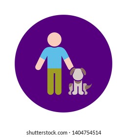 Man and Dog Icon in a Circle Shape with Purple Background
