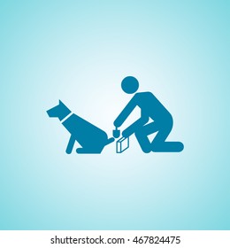 Man and dog icon vector