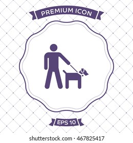 Man and dog icon vector