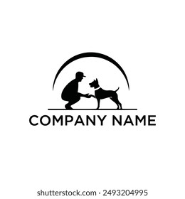 MAN AND DOG LOGO DESIGN WITH VECTOR