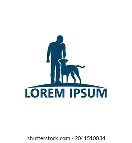 Man and dog logo template design