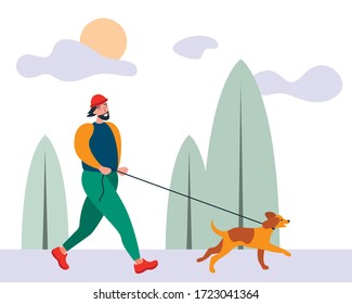 hombre con perro en el parque