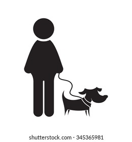 Man and dog vector icon