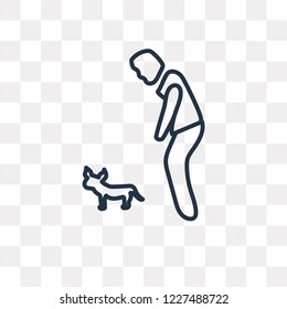 Man and Dog vector outline icon isolated on transparent background, high quality linear Man and Dog transparency concept can be used web and mobile