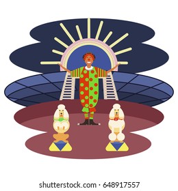 Man with Dogs. Flat Cartoon Character of pet and his owner. Colorful Vector Illustration eps 10