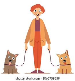 Man with dogs on a leash