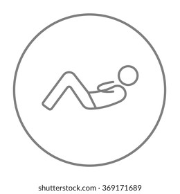 Man doing abdominal crunches line icon.