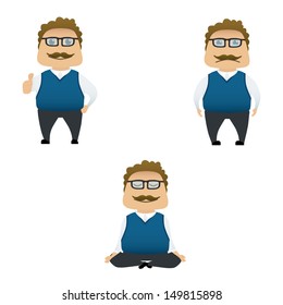 Man doing actions collection on white background