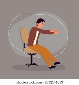 man doing active break on chair