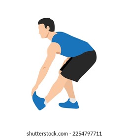 Man doing Active hamstring stretch exercise. Flat vector illustration isolated on white background