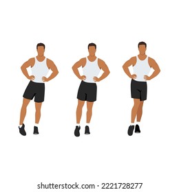 Man doing ankle circles rotations or rolls exercise. Flat vector illustration isolated on white background