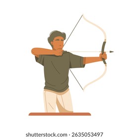 man doing archery isolated illustration