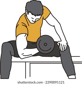 Man doing arm exercises with dumbbells