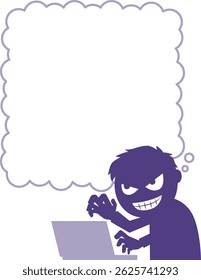 Um homem fazendo coisas ruins em um computador