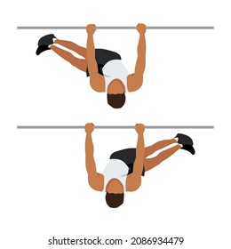 Man Doing Barbell Windshield Wipers Exercise Isolated On Different Layers Flat Vector Illustration