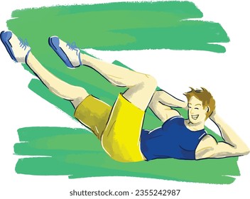 Man doing Bicycle Sit Up as Activity Exercise Illustration