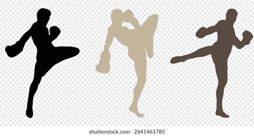 Man doing boxing moves exercise. Jab Cross Hook and Uppercut movement. Shadow boxing. Flat vector illustration isolated on white background