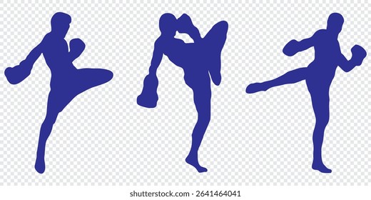 Man doing boxing moves exercise. Jab Cross Hook and Uppercut movement. Shadow boxing. Flat vector illustration isolated on white background.