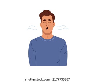 Man Doing Breathing Exercises Guy Deep Stock Vector (Royalty Free ...