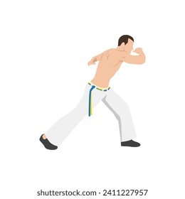 Man doing Capoeira Martial arts. Combat sport. Flat vector illustration isolated on white background