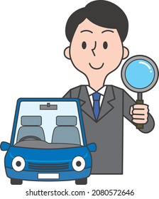 A man doing a car assessment